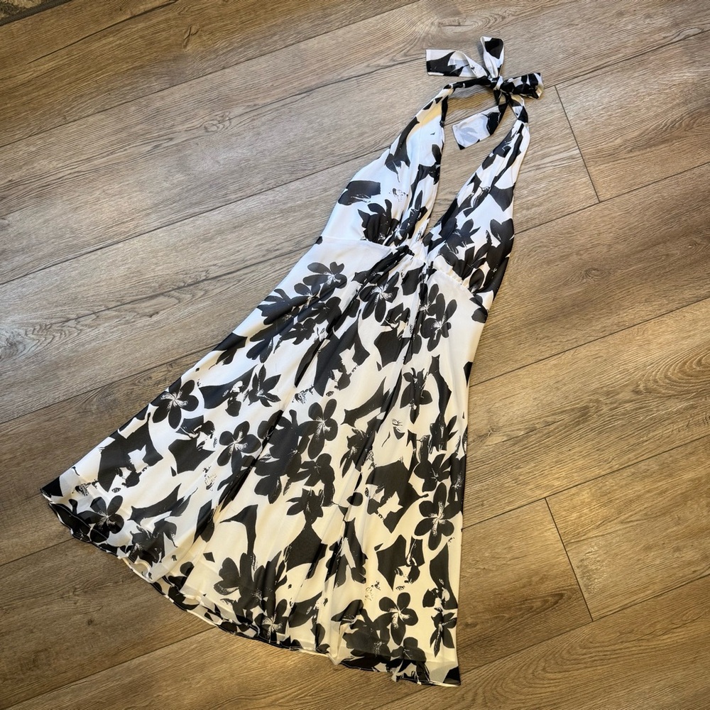 WHBM silk floral halter dress